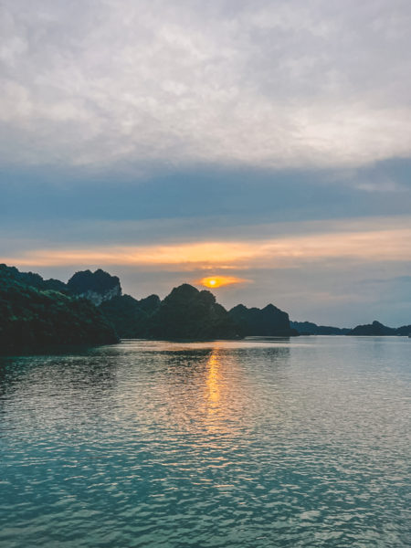 sunset in ha long bay
