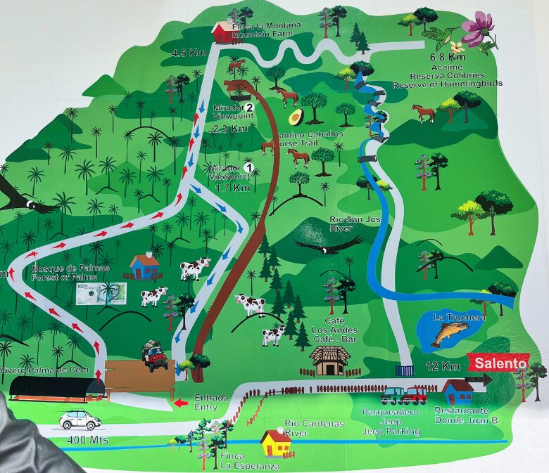 cocora valley map hiking