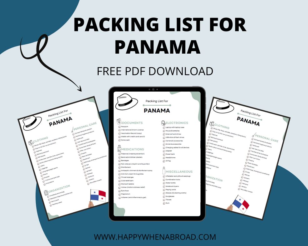 panama packing list free download of printable