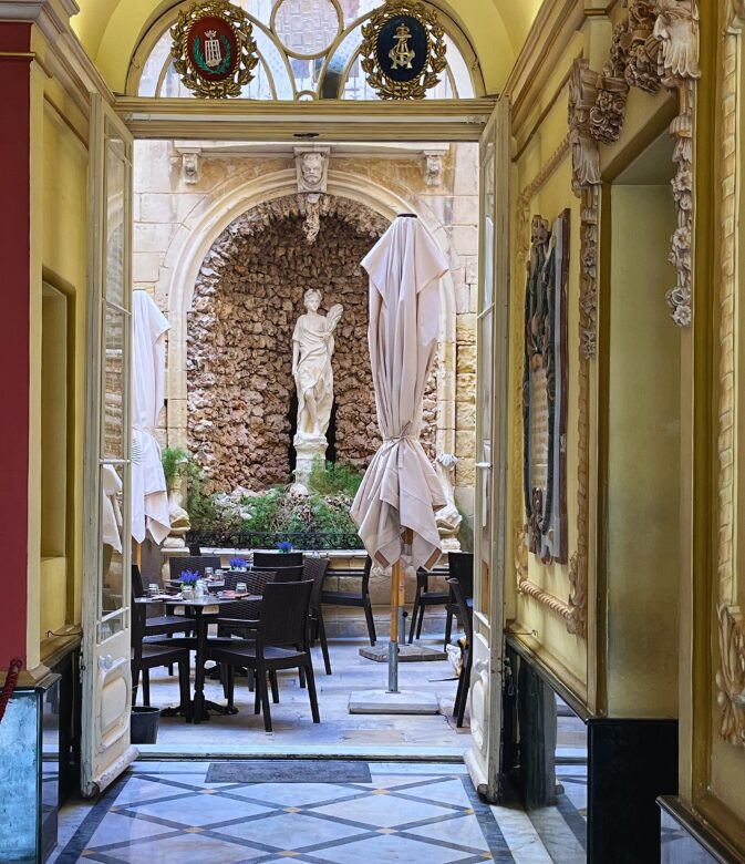 Outdoor dining at BeBirgu restaurant in Vittoriosa, Malta.