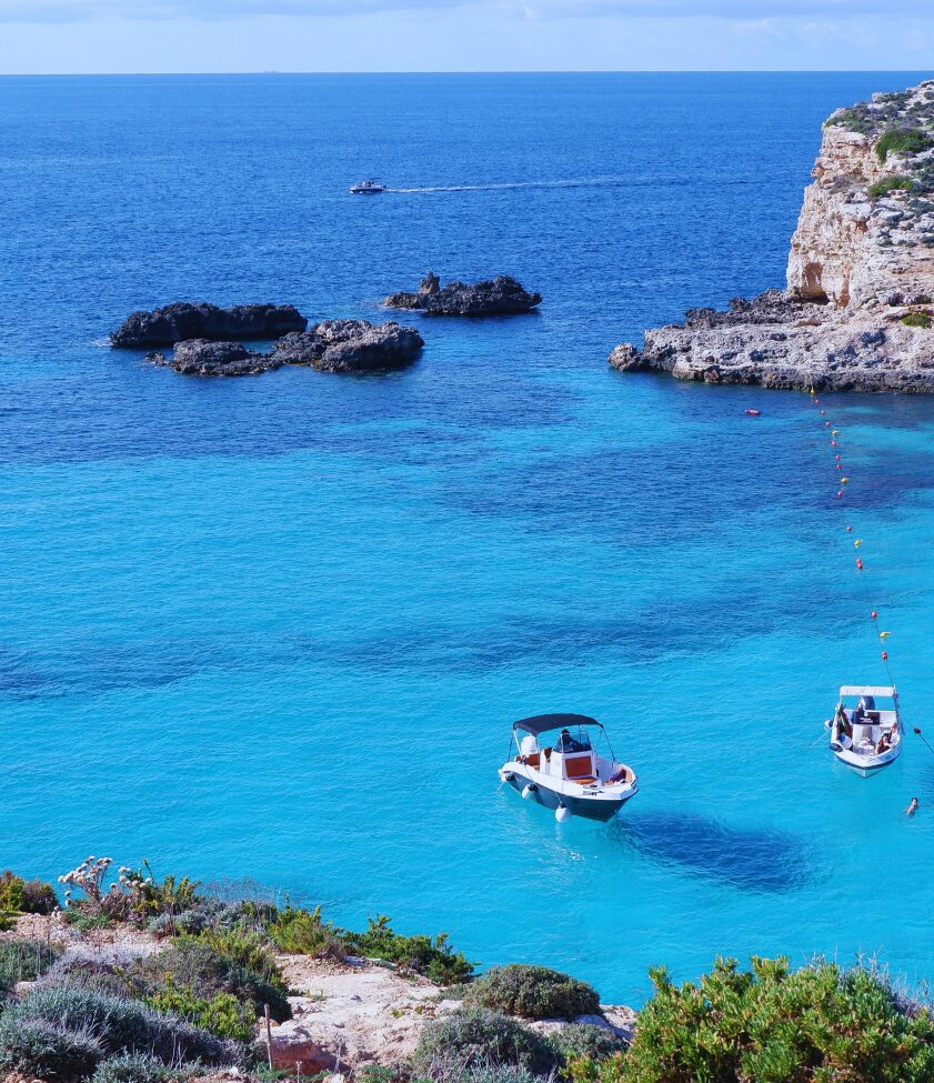 visiting blue lagoon on a private boat tour in malta