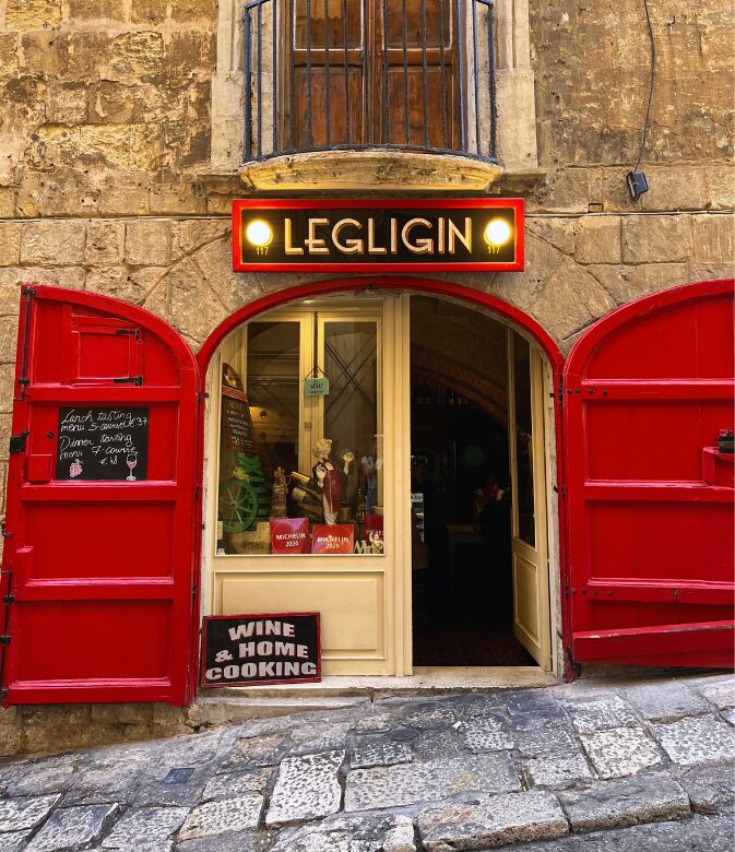 Cozy Maltese restaurant Legligin in Valletta serving traditional tasting menu.
