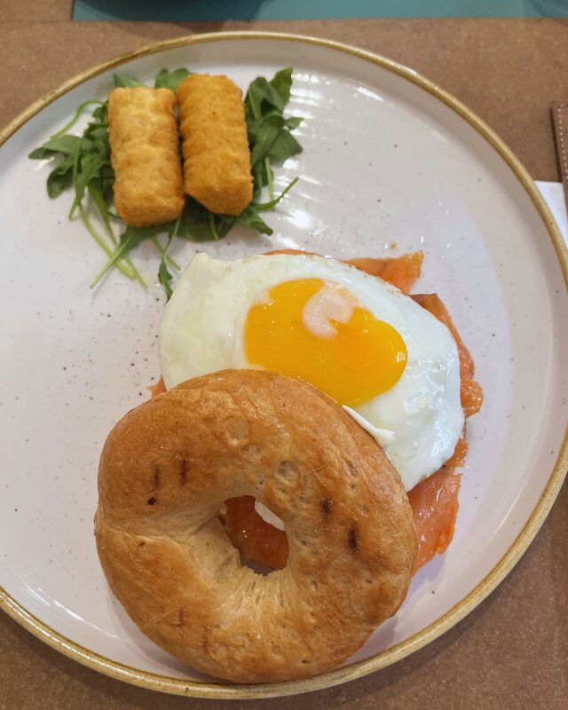 Brunch with salmon bagel at M31 Restaurant, Mellieha