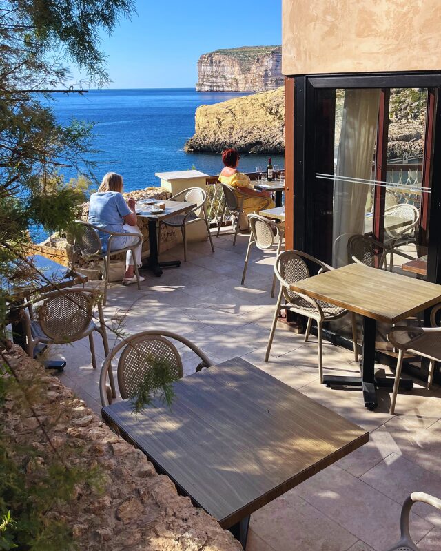 lunch at terrazzo restaurant and beach bar in xlendi