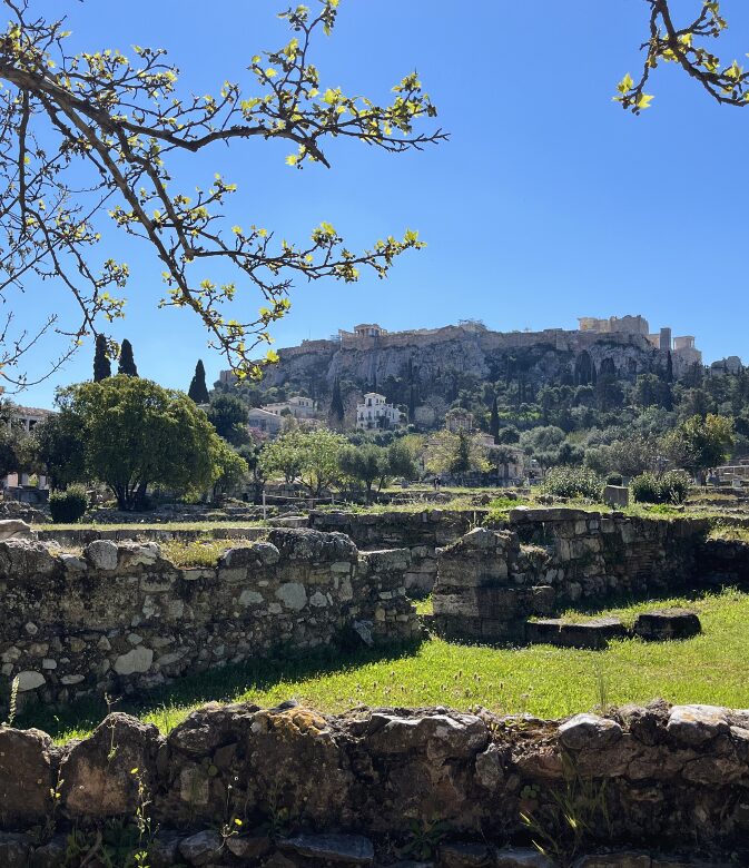 view of the acropolis from the ancient agora of athens