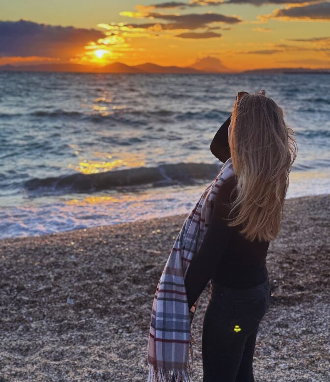 sunset at the beach in athens